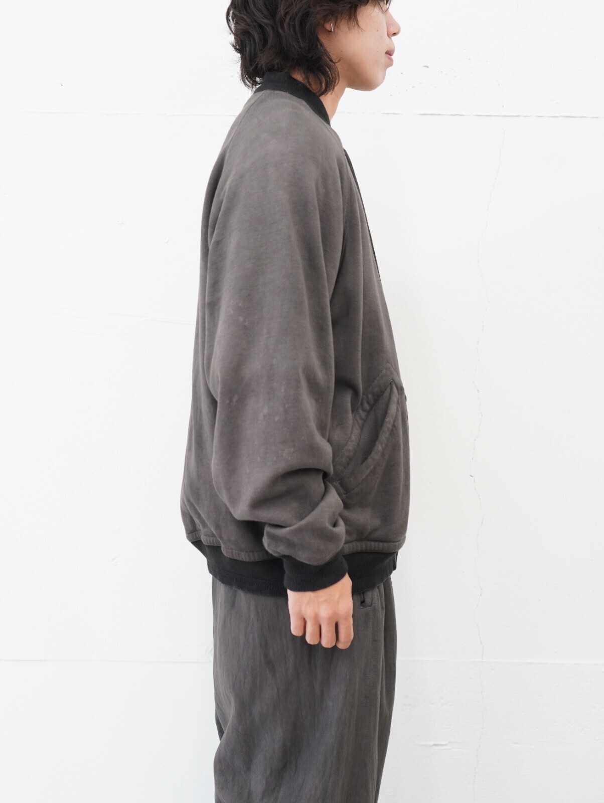 ニューレーベル メンズ ガーメントダイ スウェットアワードジャケット 画像2