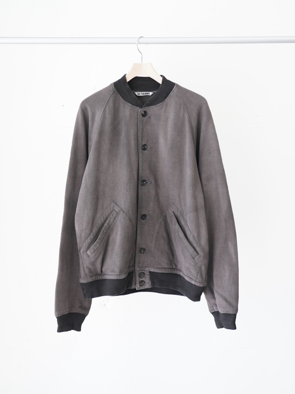 NULABEL MENS GARMENT DYED SWEAT AWARD JACKET IMAGE1