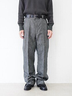 ニューレーベル(NULABEL) MENS SALT'N PEPPER WOOL LINEN CLASSIC TROUSERS black M