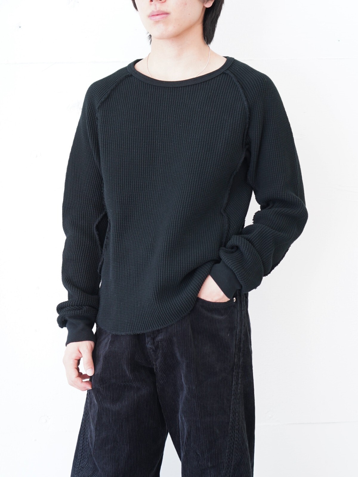 【alexander wang】unisex ワッフル サーマル ロング スリーブ alexanderwang アレキサンダーワング コットン ワッフルサーマル