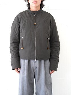 ネヴァーフォーゲット(NVRFRGT) 男裝 PADDED MOTORCYCLE JACKET charcoal 2
