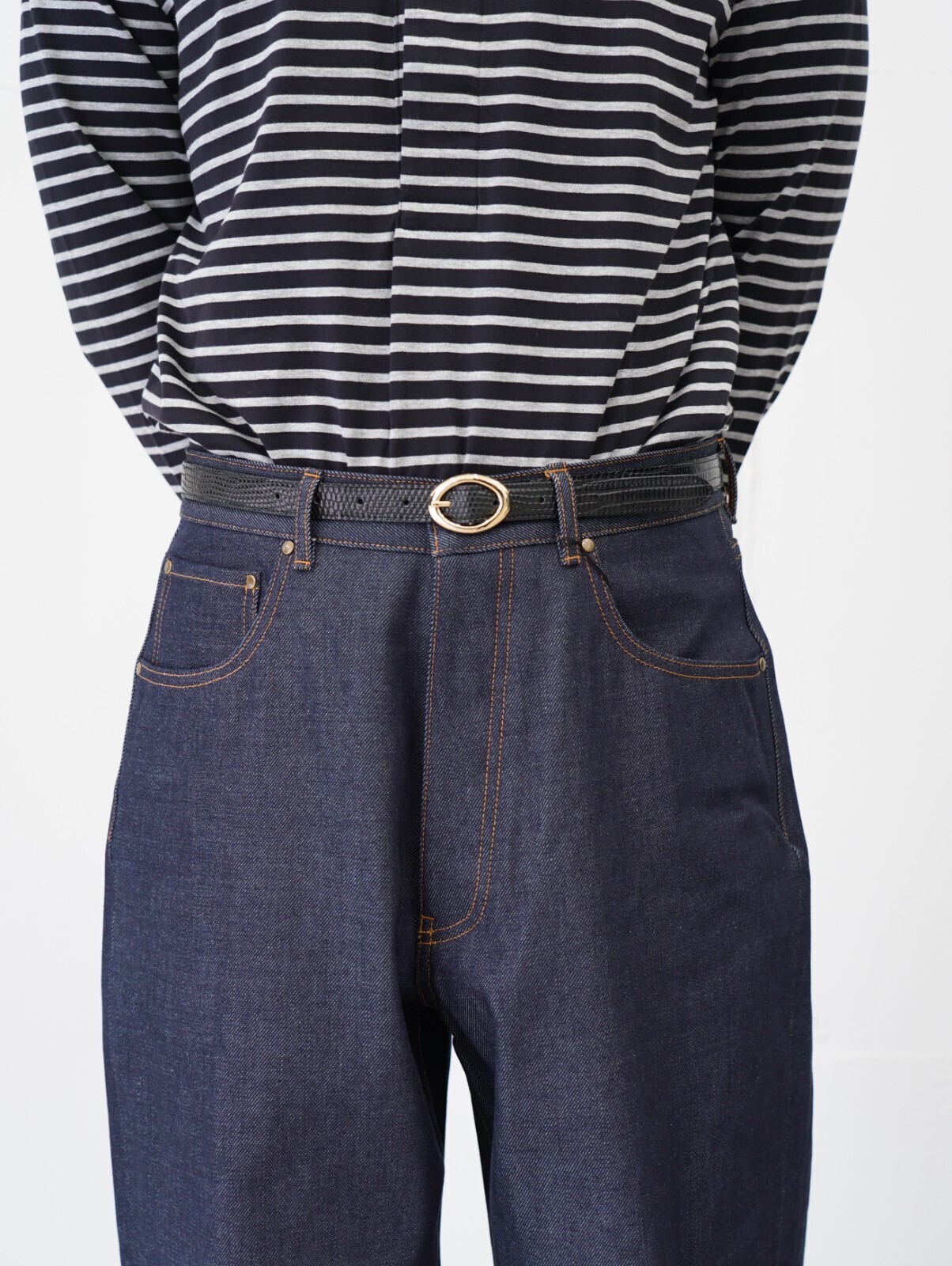 ビソウン メンズ リザードオーバルベルト 画像4