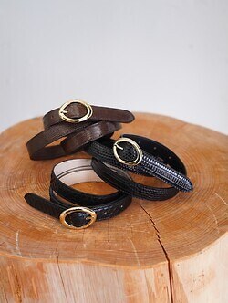 ビソウン メンズ リザードオーバルベルト 画像2