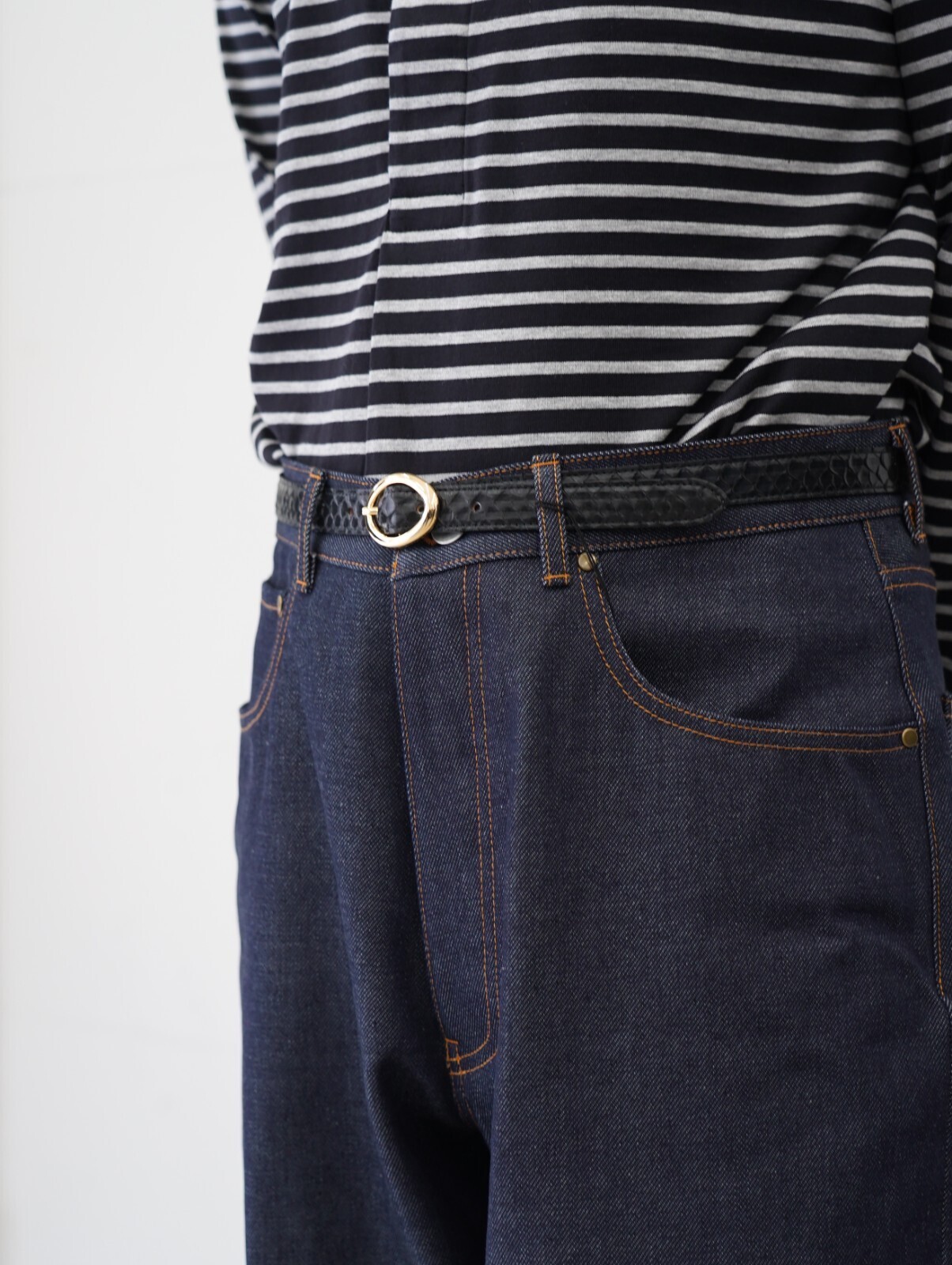 ビソウン メンズ パイソンオーバルベルト 画像2