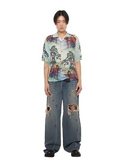 ダイリク メンズ "Japanese Pattern Aloha" トランスファープリントポロニット 画像9