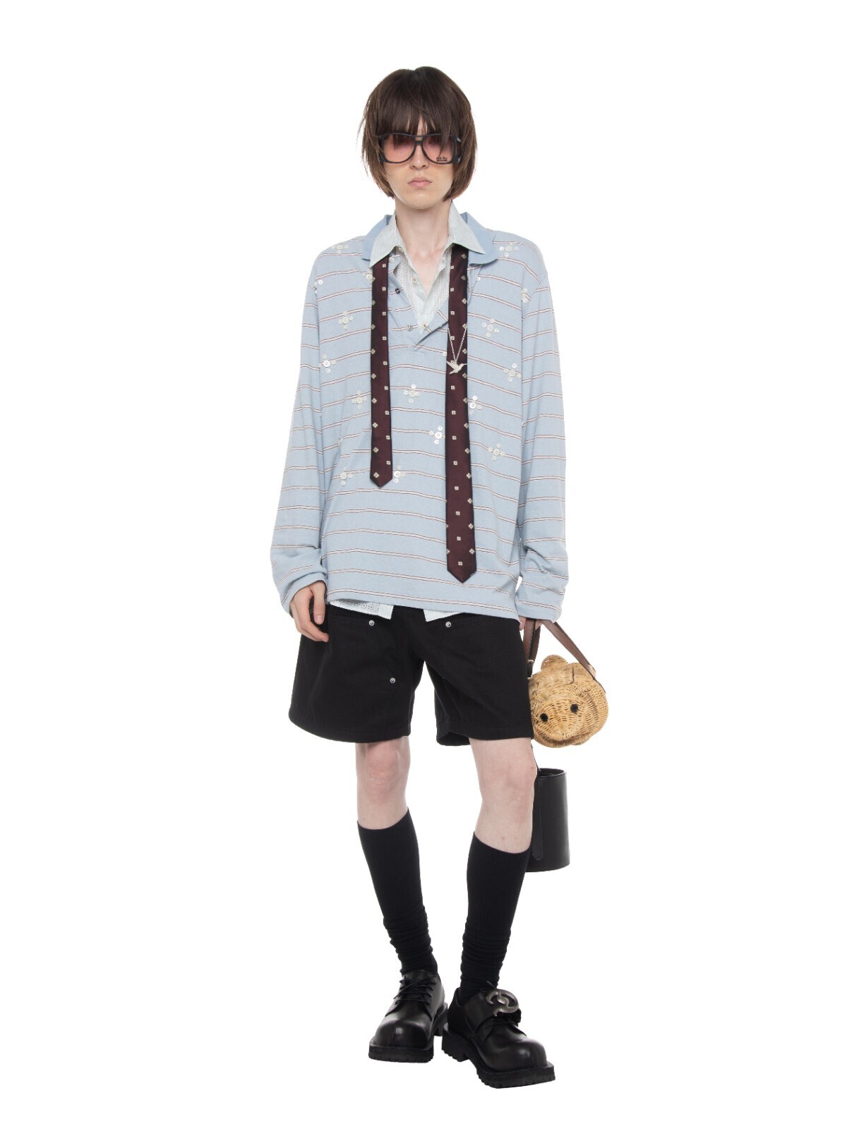 ダイリク メンズ "Benjamin" Button ボーダースキッパーTシャツ 画像2