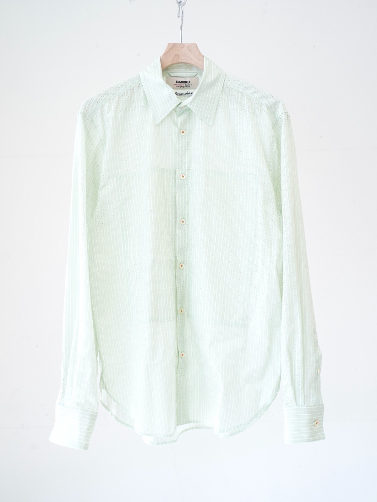 ダイリク メンズ "Punching Stripe" ダブルポケットドレスLSシャツ 画像1