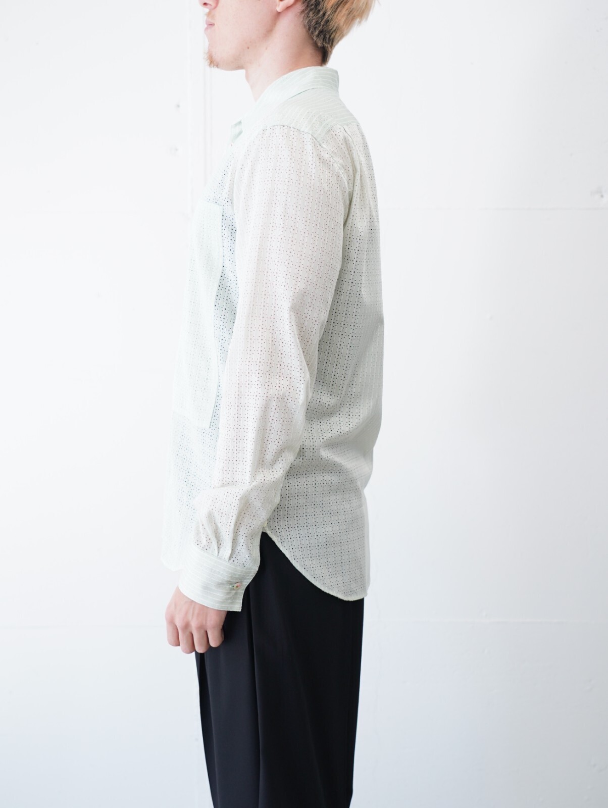 DAIRIKU MENS "Punching Stripe"W-PKT Dress L-S Shirt IMAGE3