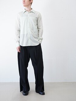 DAIRIKU MENS "Punching Stripe"W-PKT Dress L-S Shirt IMAGE5