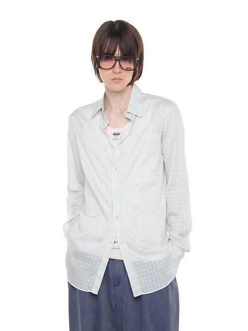 "Punching Stripe"W-PKT Dress L-S Shirt｜DAIRIKU 남성