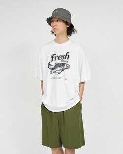 フレッシュサービス メンズ コーポレートプリンテッドS/S Tシャツ "FISH" 画像6
