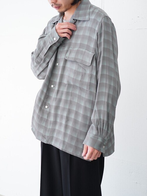 Jacqard Plaid Open Collar Shirt｜YOKE MENS