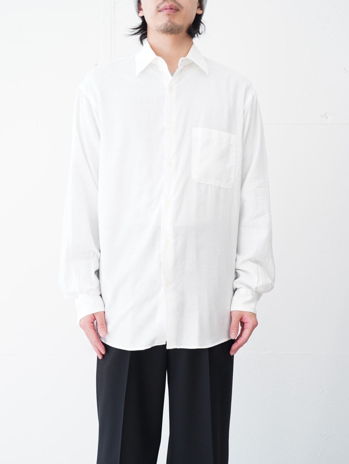 YOKE MENS Cotton Silk Twill Garment-dyed Loosed Shirt IMAGE2