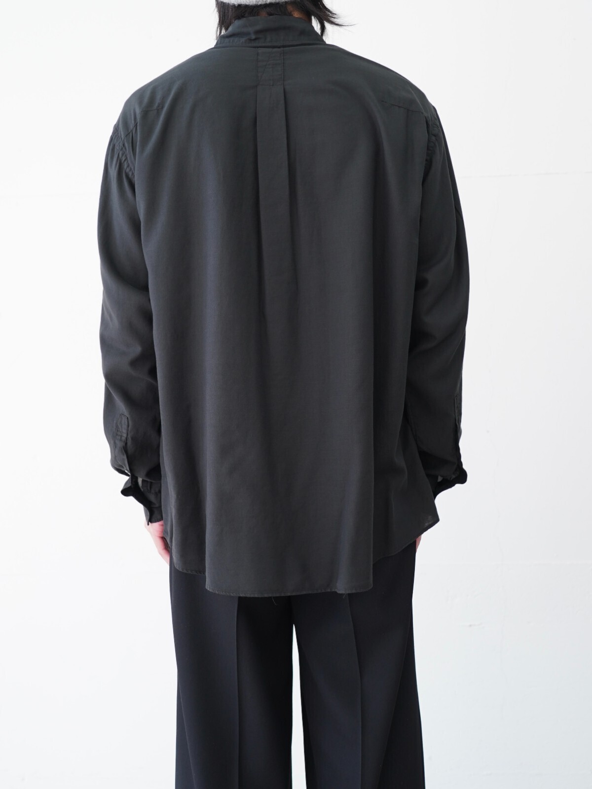 YOKE MENS Cotton Silk Twill Garment-dyed Loosed Shirt IMAGE7