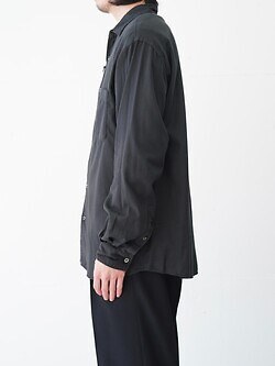 YOKE MENS Cotton Silk Twill Garment-dyed Loosed Shirt IMAGE6