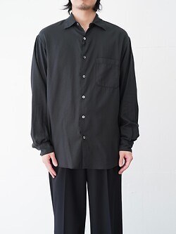YOKE MENS Cotton Silk Twill Garment-dyed Loosed Shirt IMAGE5
