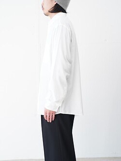 YOKE MENS Cotton Silk Twill Garment-dyed Loosed Shirt IMAGE3