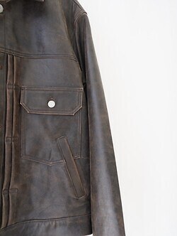 YOKE 男士 Cracked Leather Trucker Jacket 圖片11