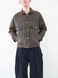 YOKE 男士 Cracked Leather Trucker Jacket 圖片6