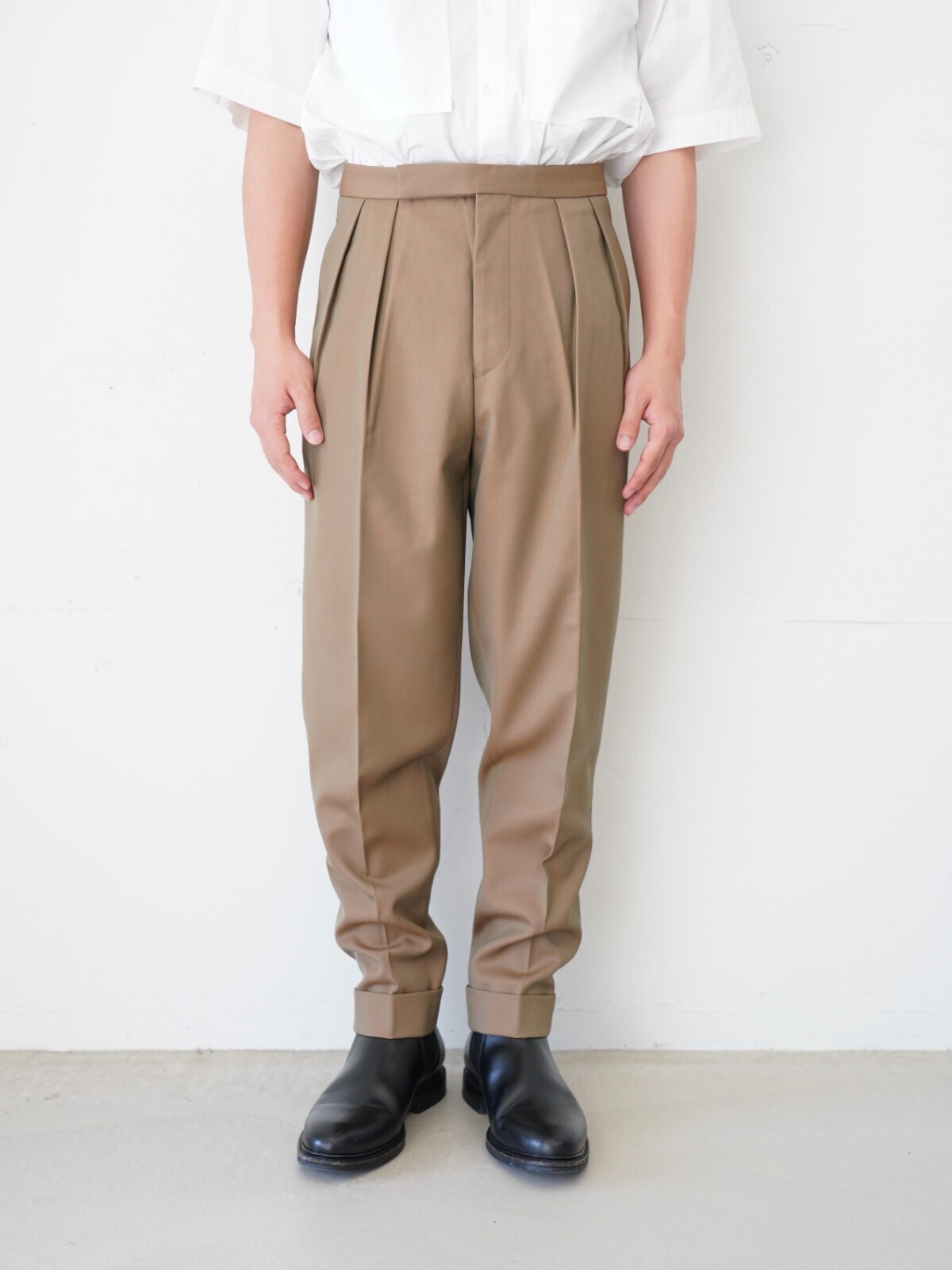 :colon 男士 2in-Pleats Beltless Slacks - Wool Solano 圖片1