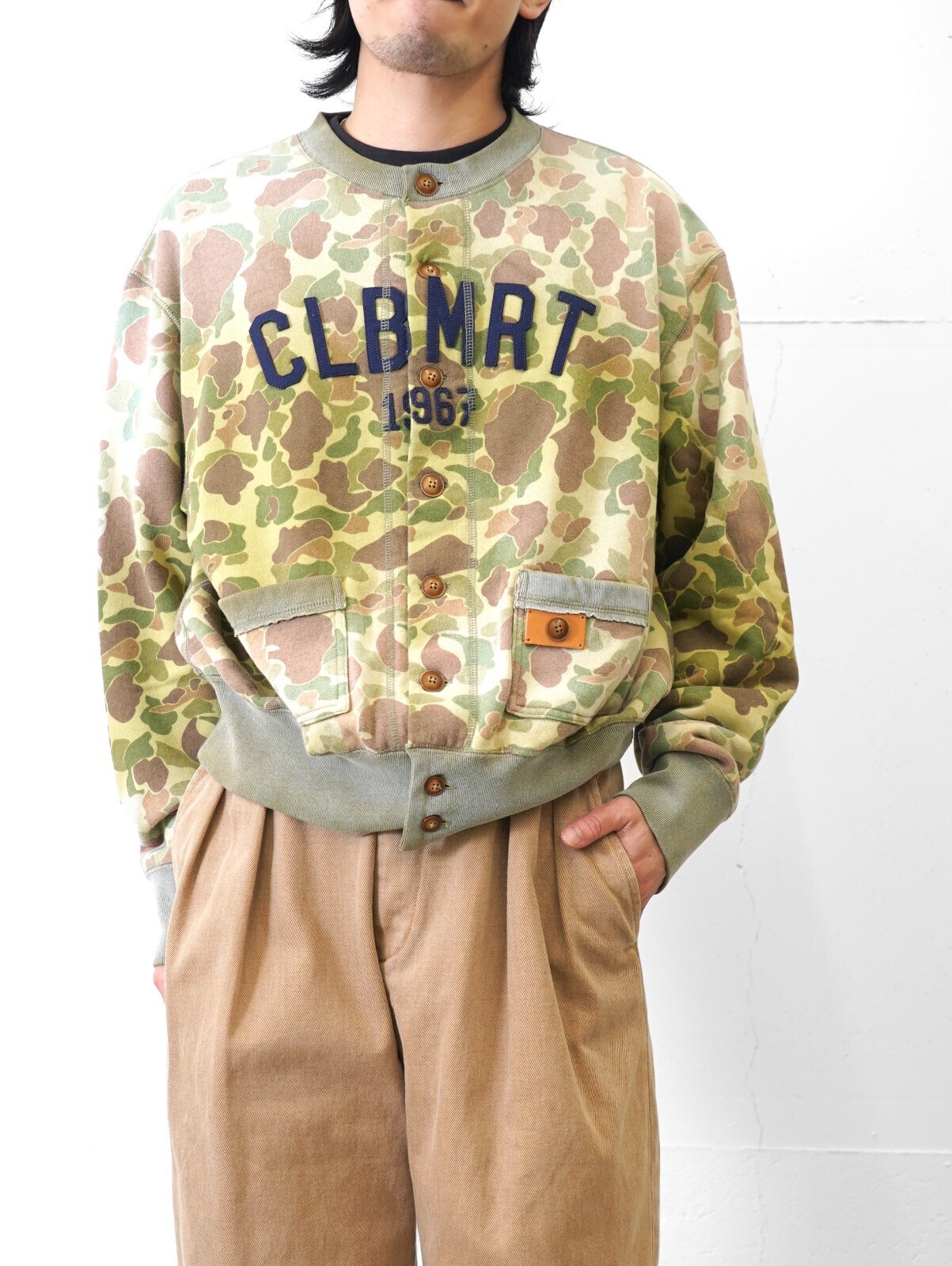 KHOKI MENS Camo Sweat Cardigan IMAGE1