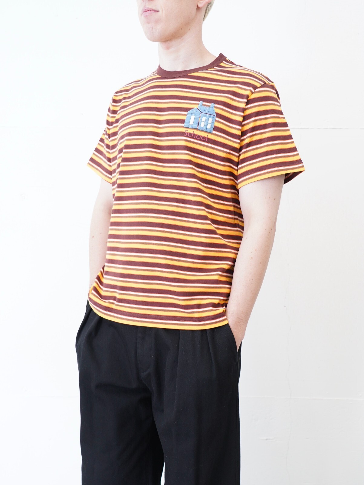 KHOKI MENS Hand-Embroidered Stripe T-Shirt IMAGE4