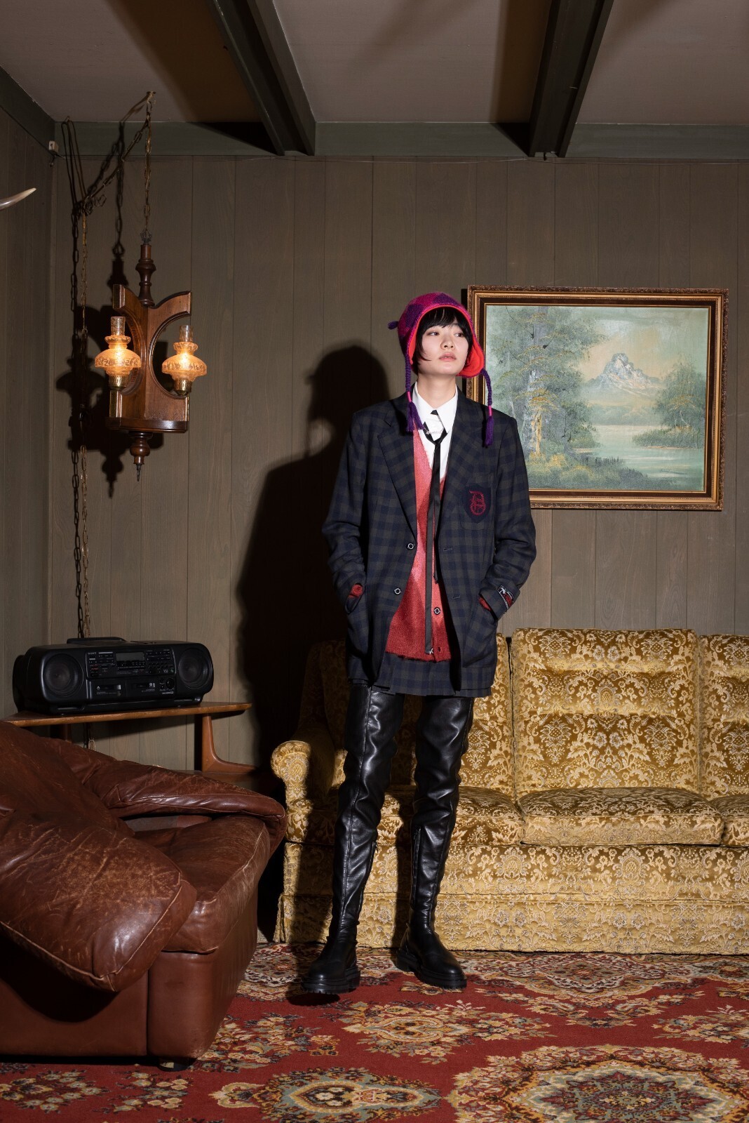 ダイリク メンズ アーガイルパイロットニットキャップ 画像13