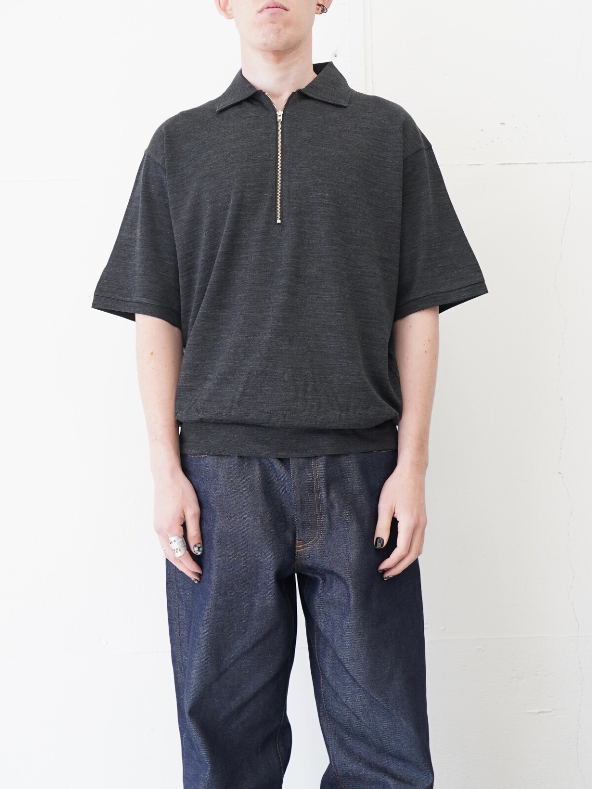 プロダクトトゥエルブ メンズ スーパー140s メリノウールショートスリーブハーフジップ 画像1