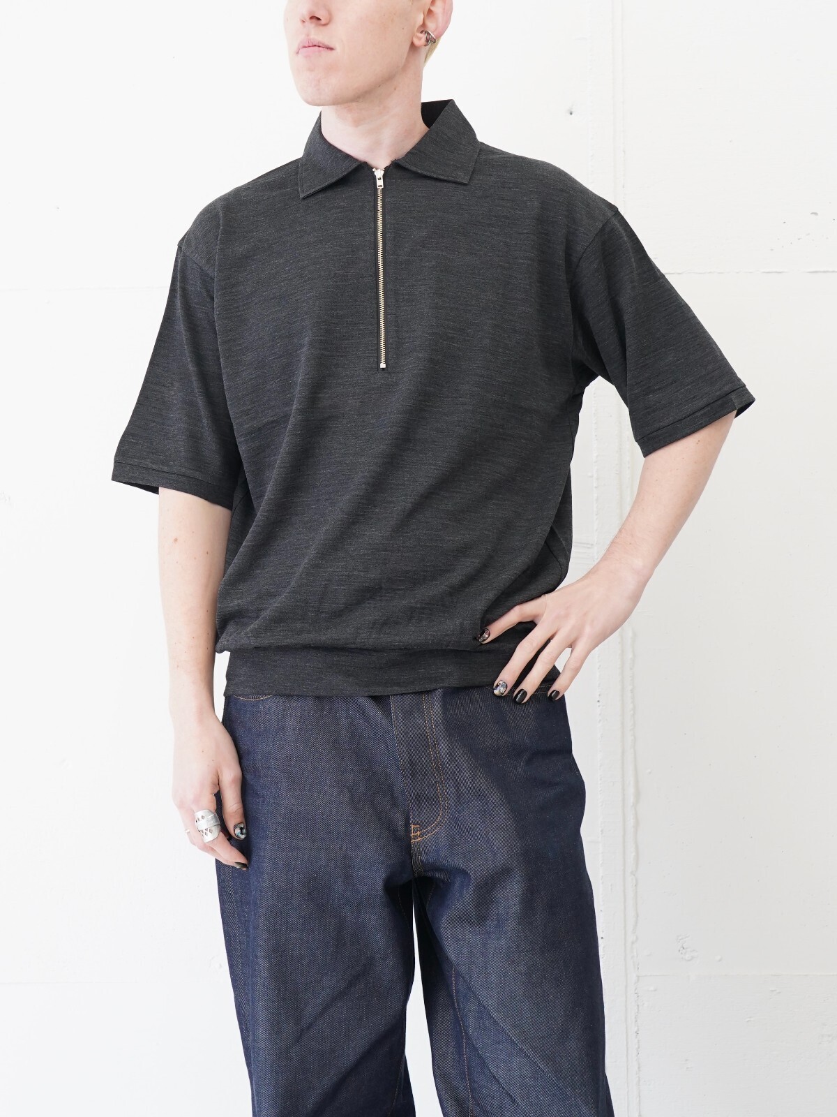 プロダクトトゥエルブ メンズ スーパー140s メリノウールショートスリーブハーフジップ 画像4