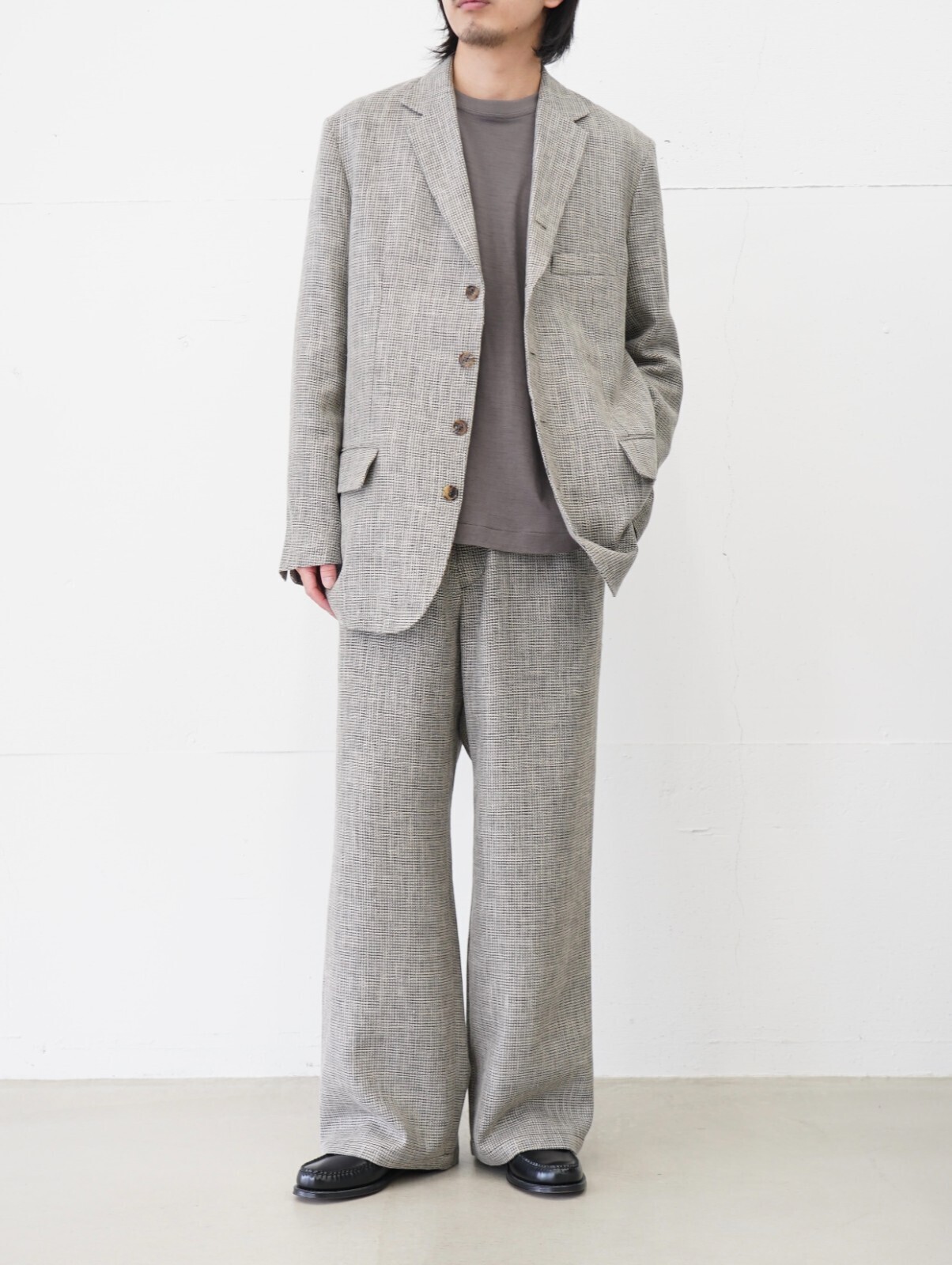 SEVEN BY SEVEN 男裝 WIDE EASY TROUSERS ‐Heather Linen/Nylon*Wool crepe‐ 圖片1
