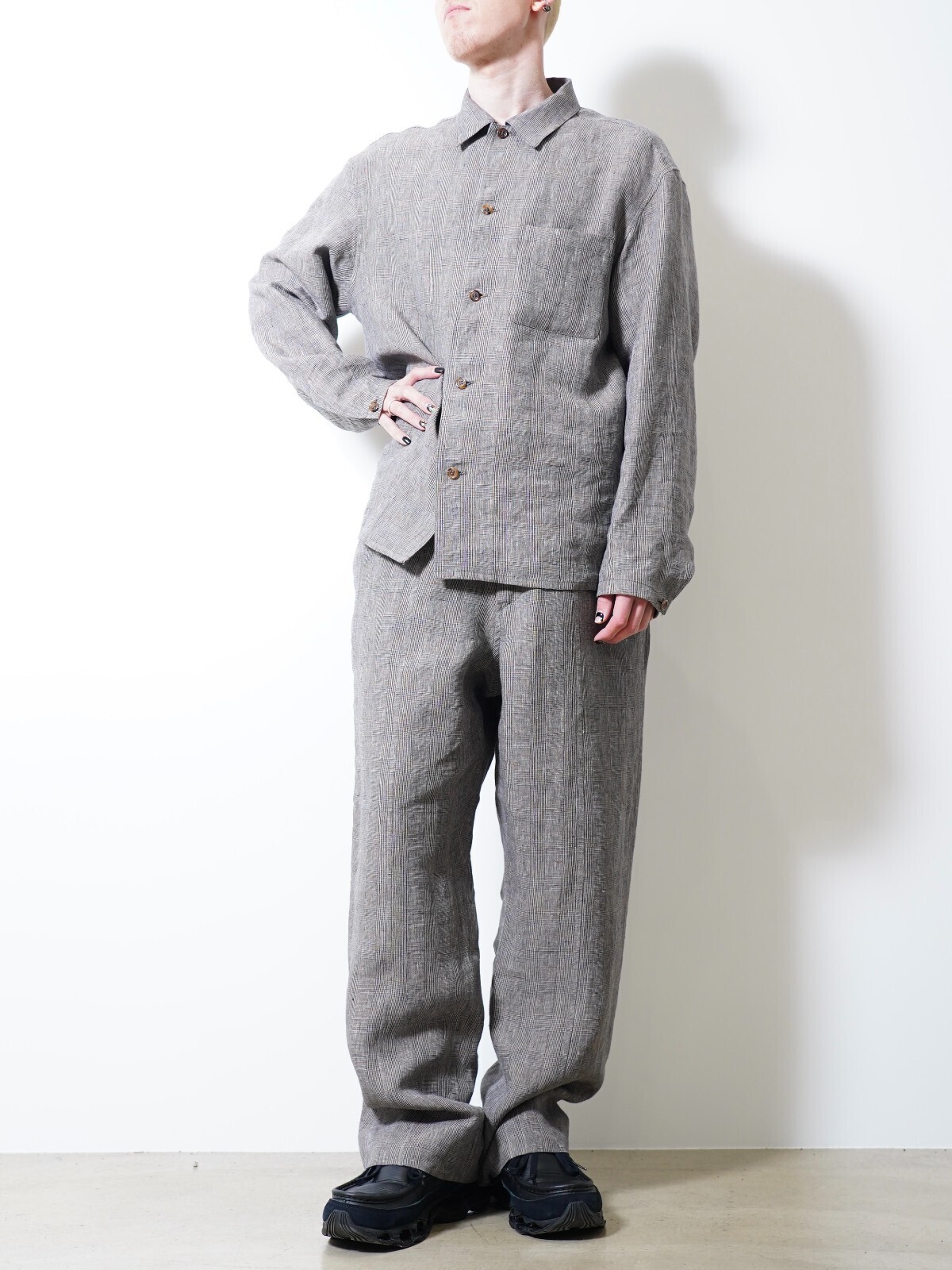 SEVEN BY SEVEN 男裝 SWITCHING EASY TROUSERS ‐Glen check Linen‐ 圖片9