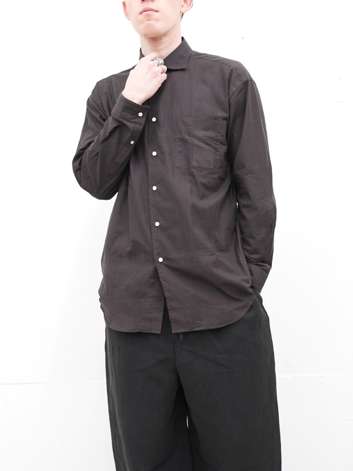 FUJI MENS COTTON SILK CHECK SHIRT IMAGE1