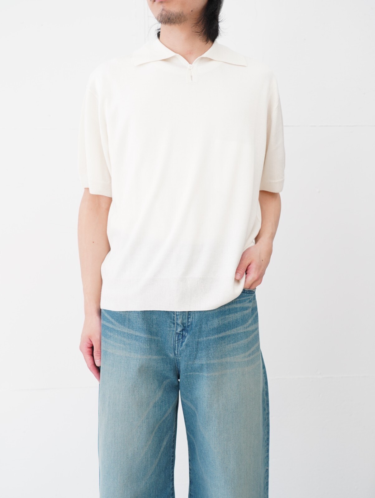 FUJI 남성 SILK CASHMERE S/S SKIPPER POLO 이미지1