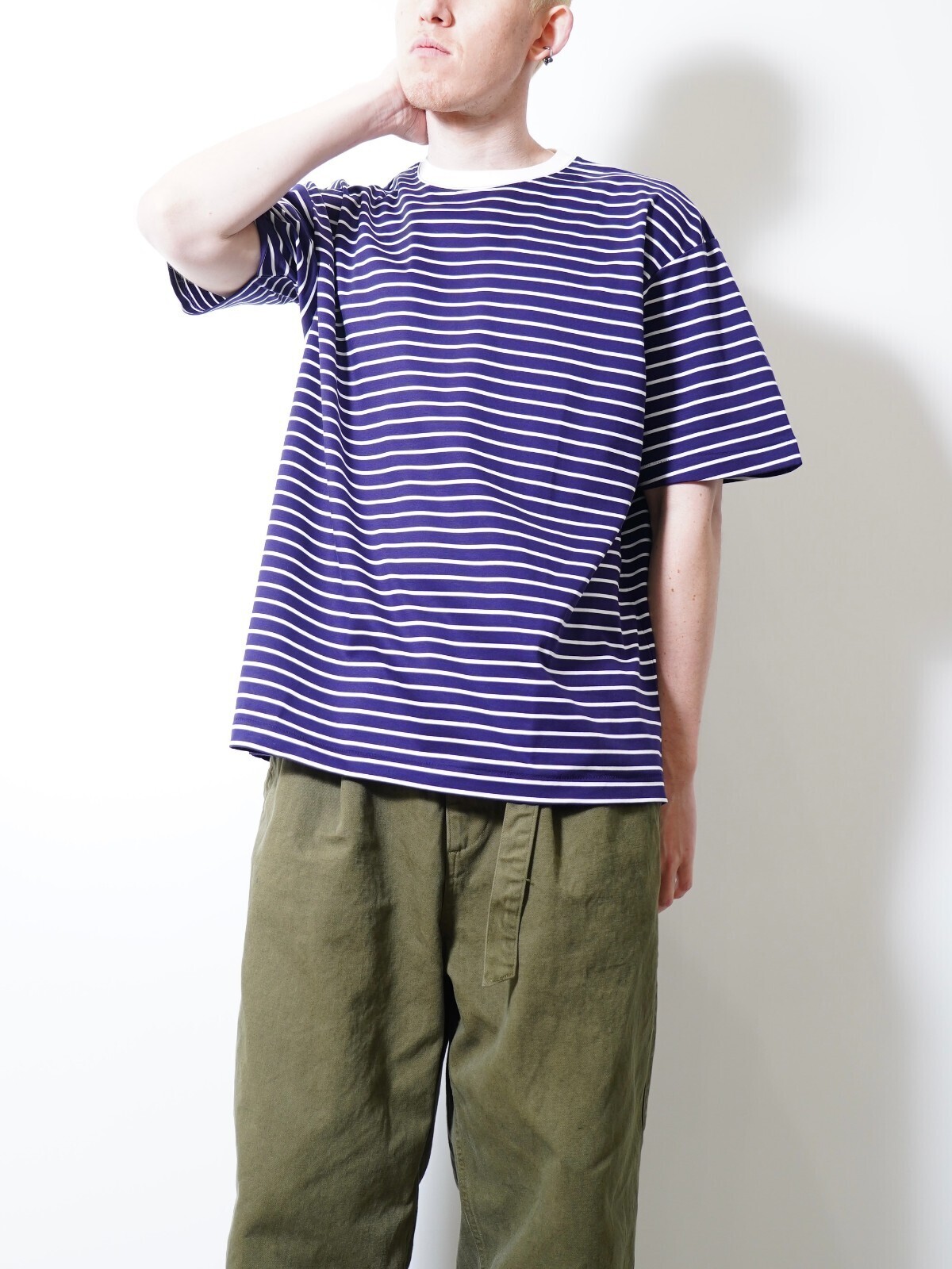 FUJI MENS SUPIMA COTTON BORDER S/S T-SHIRT IMAGE9