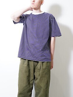 FUJI MENS SUPIMA COTTON BORDER S/S T-SHIRT IMAGE9