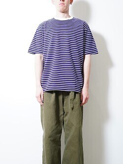 FUJI MENS SUPIMA COTTON BORDER S/S T-SHIRT IMAGE5