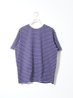 FUJI MENS SUPIMA COTTON BORDER S/S T-SHIRT IMAGE1