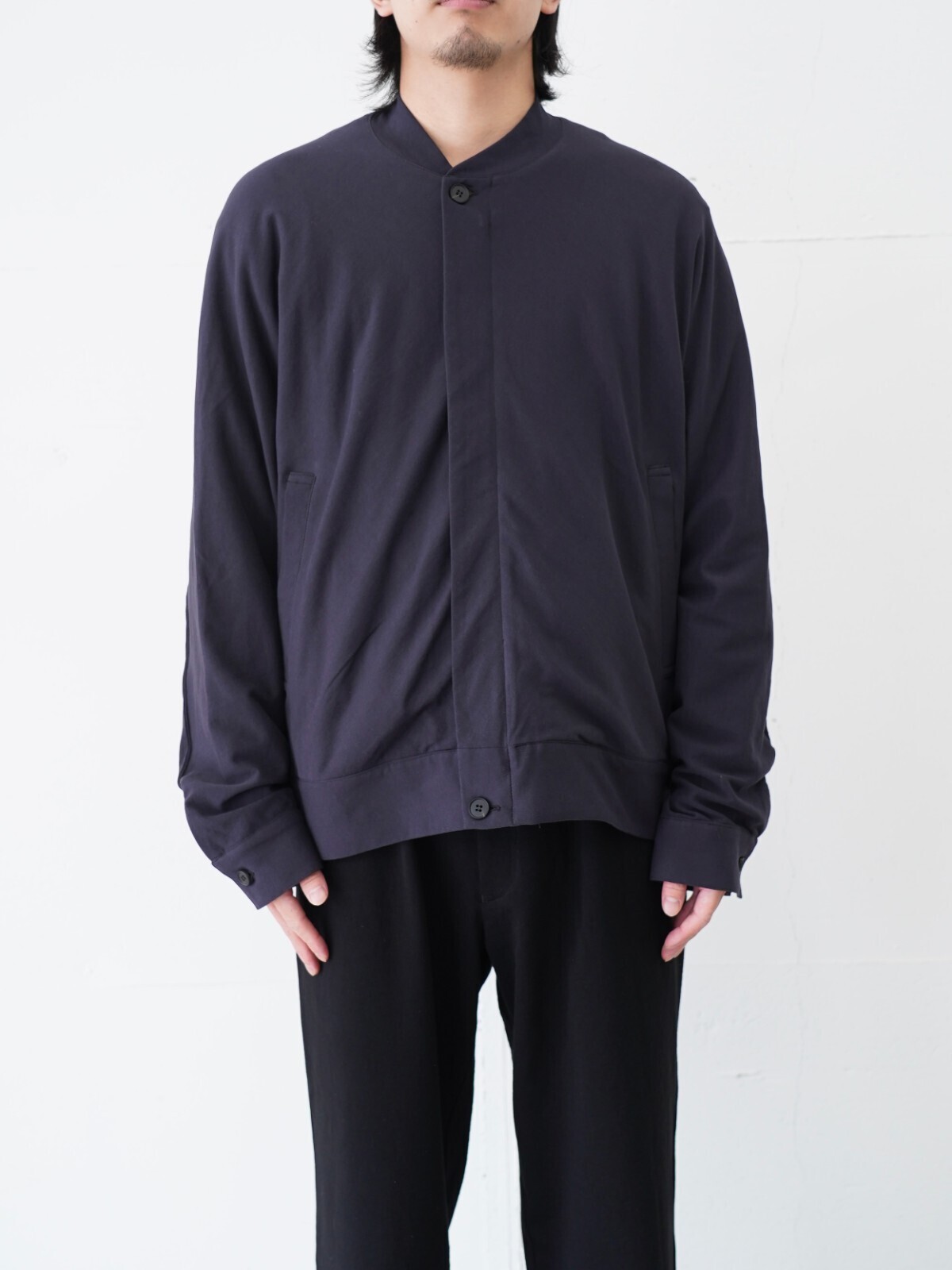 nonnotte 남성 Draping Bias Sleeve Zip Up Blouson 이미지2