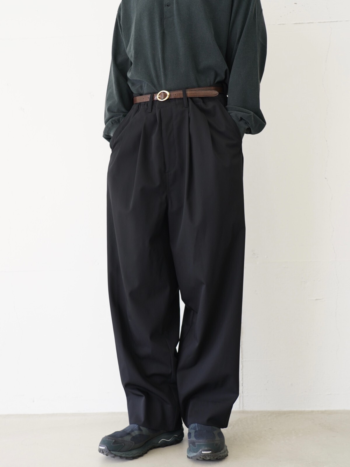 nonnotte 男士 2-Tuck Draw Cord Wide Trousers 图片5