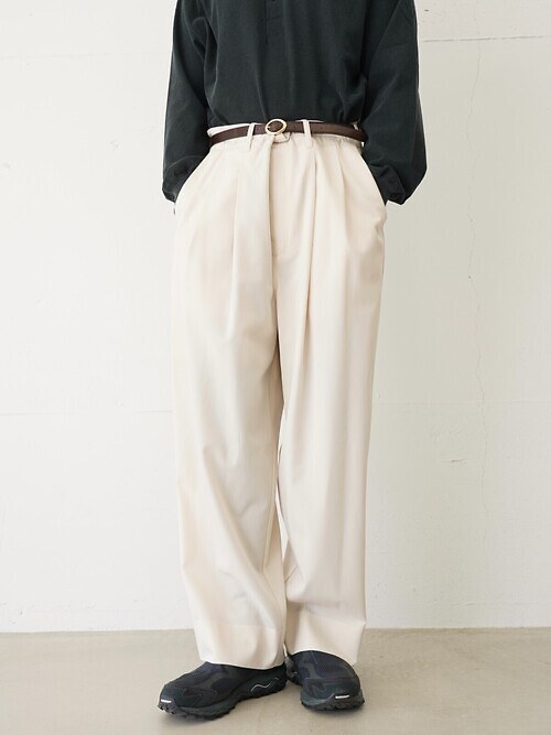 2-Tuck Draw Cord Wide Trousers｜nonnotte 男士