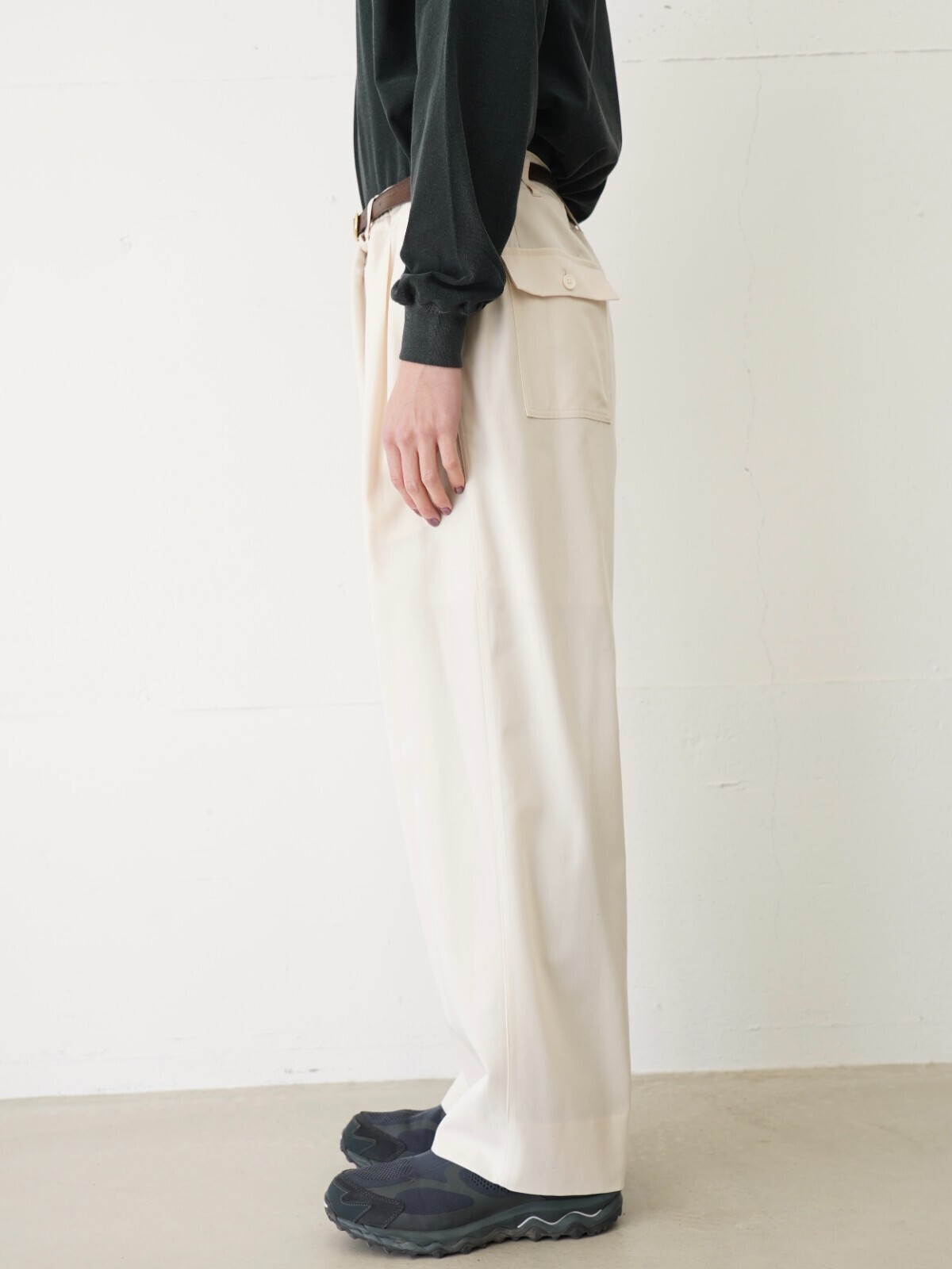 nonnotte 男士 2-Tuck Draw Cord Wide Trousers 图片3