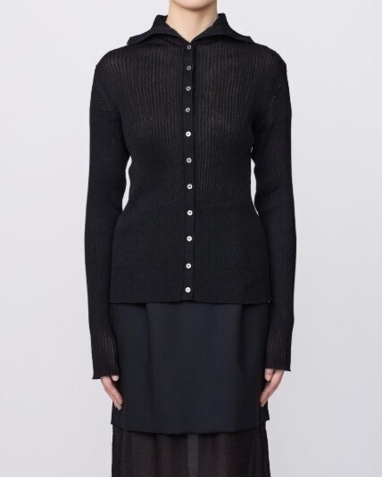 IRENISA WOMENS HIGH-NECK RIB KNIT CARDIGAN IMAGE1