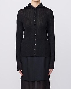 IRENISA WOMENS HIGH-NECK RIB KNIT CARDIGAN IMAGE1