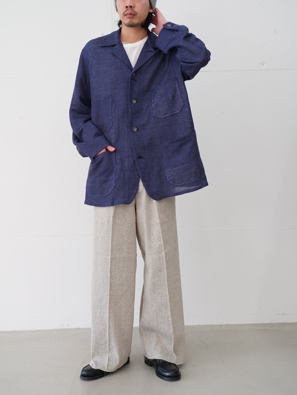 saby 남성 TUCK-BAGGY TYPE 3 - Bishu Japan Silk Linen FAB - 이미지4