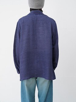 saby 남성 WORKERS JACKET TYPE S.B - Bishu Japan Linen Mesh Jacquard FAB - 이미지4