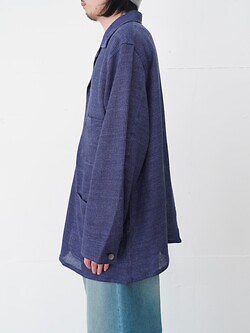 saby 남성 WORKERS JACKET TYPE S.B - Bishu Japan Linen Mesh Jacquard FAB - 이미지3