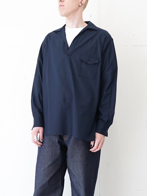 SILKY SOFT TWILL SKIPPER SHIRT｜ULTERIOR MENS