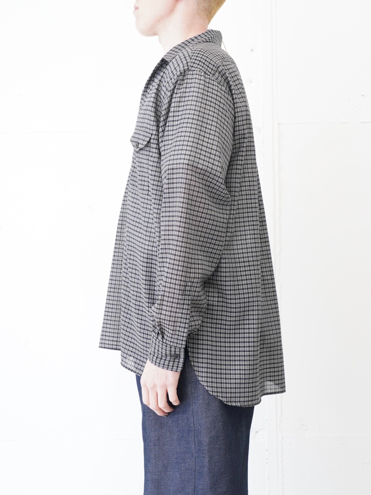 ULTERIOR MENS SUPER LIGHT WOOL CHECK SKIPPER SHIRT IMAGE9