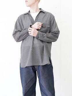 ULTERIOR MENS SUPER LIGHT WOOL CHECK SKIPPER SHIRT IMAGE7