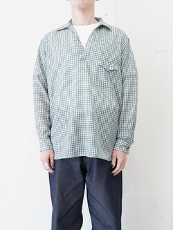 ULTERIOR MENS SUPER LIGHT WOOL CHECK SKIPPER SHIRT IMAGE2
